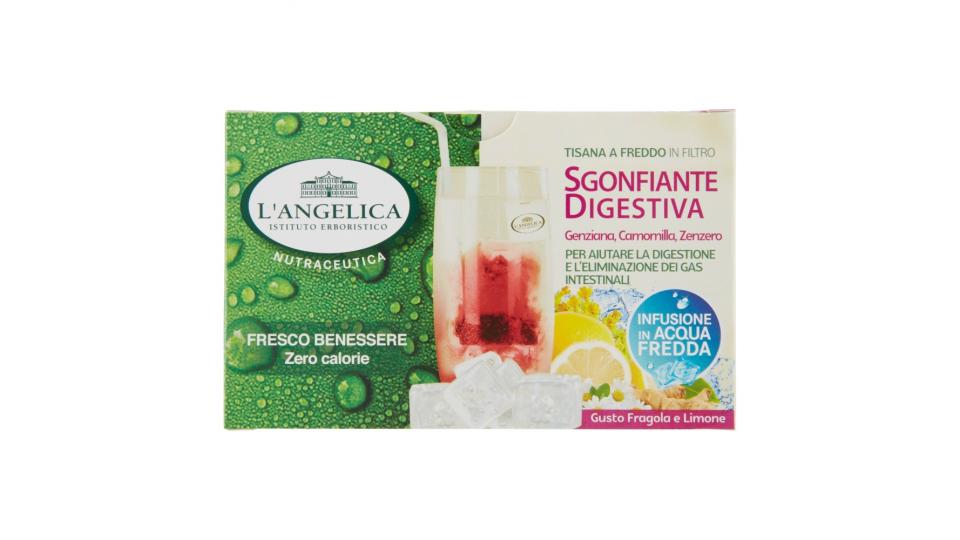 L'Angelica Nutraceutica Tisana a Freddo Sgonfiante Digestiva Gusto Fragola e Limone 15 Filtri