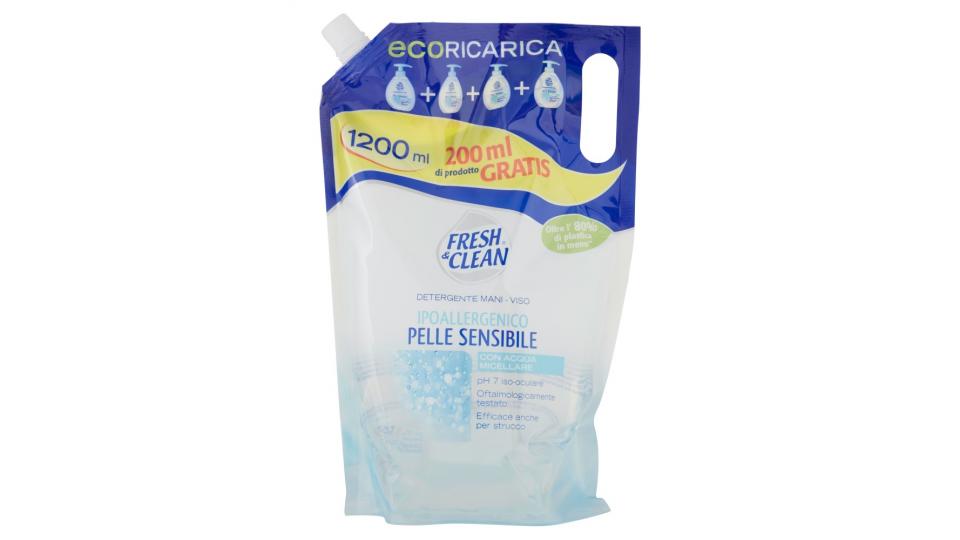 Fresh & Clean Detergente Mani-Viso Ipoallergenico Pelle Sensibile Acqua Micellare ecoRicarica