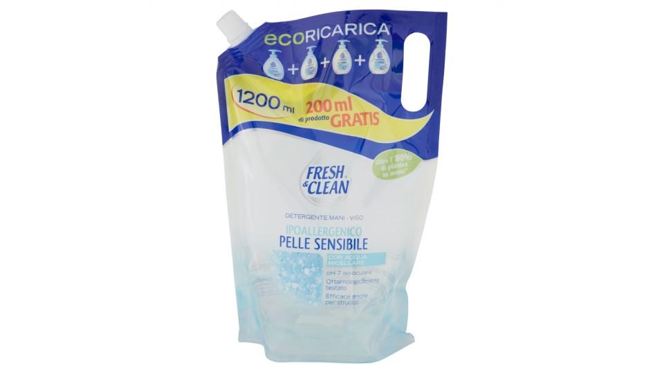 Fresh & Clean Detergente Mani-Viso Ipoallergenico Pelle Sensibile Acqua Micellare ecoRicarica