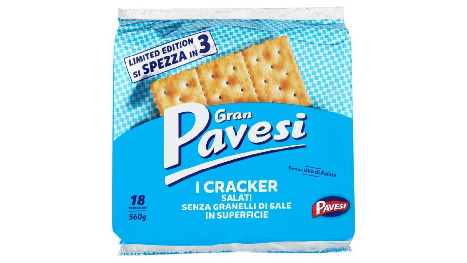 Gran Pavesi I Cracker Salati Senza Granelli di Sale in Superficie