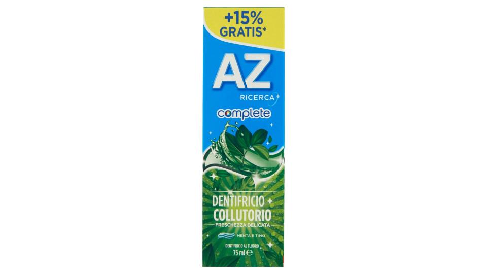 AZ Ricerca Dentifricio Complete+Collutorio Freschezza Delicata 65 ml +