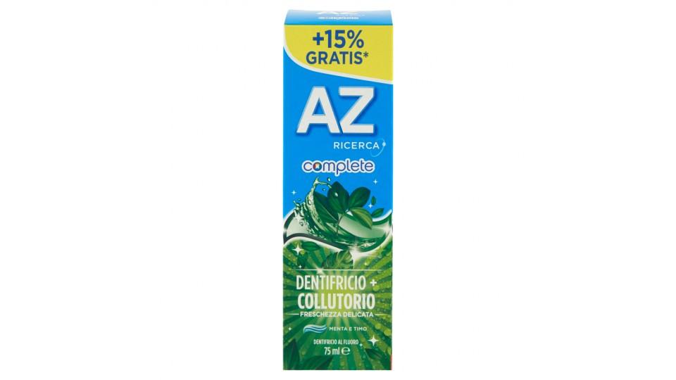 AZ Ricerca Dentifricio Complete+Collutorio Freschezza Delicata 65 ml +