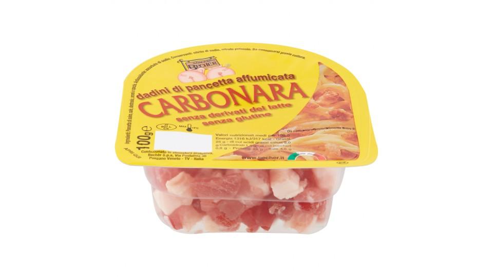 Bechèr dadini di pancetta affumicata Carbonara