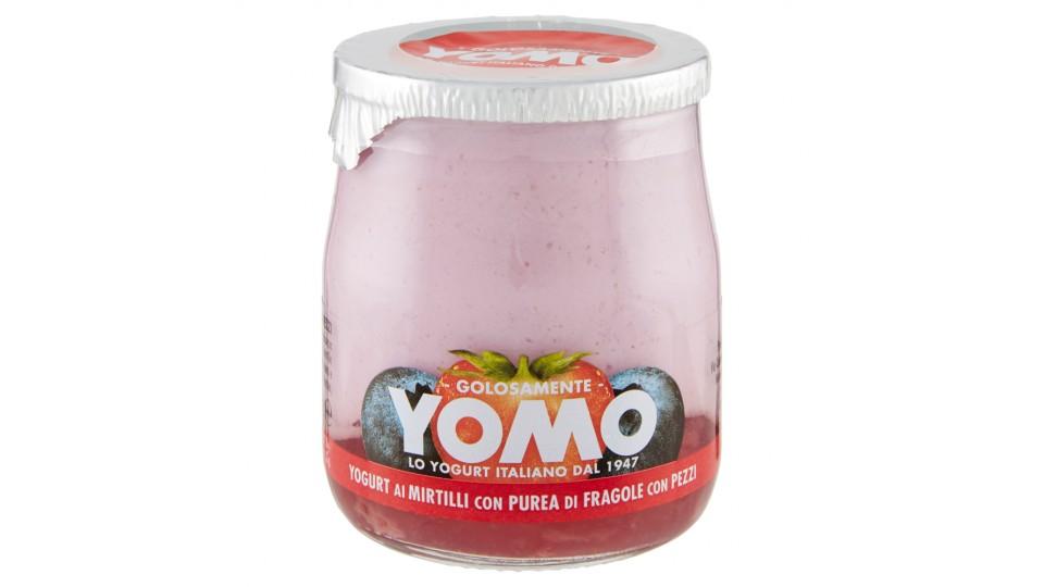 Yomo Yogurt ai Mirtilli con Purea di Fragole con Pezzi