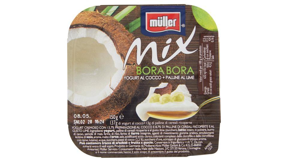 Müller, Mix Bora Bora yogurt al cocco + palline al lime