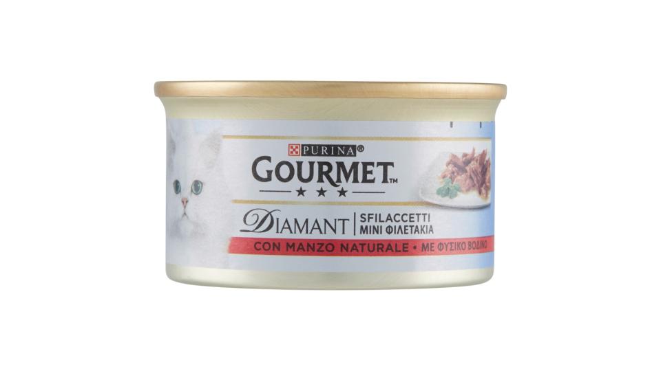 Purina, gatto Gourmet Diamant gatto Sfilaccetti con manzo prelibato lattina