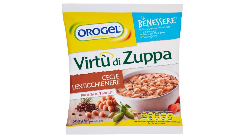 Orogel, Il Benessere virtù di zuppa ceci e lenticchie nere surgelate