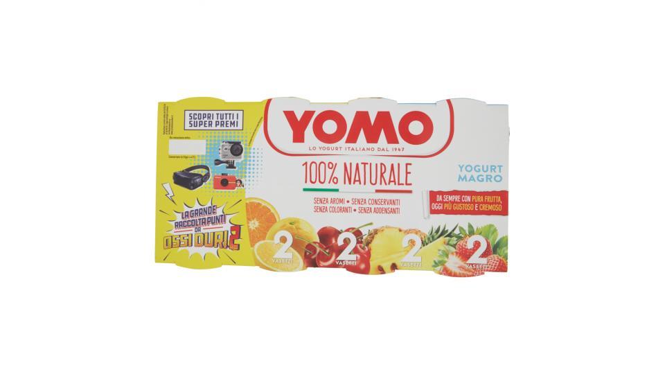 Yomo, yogurt 100% Naturale zero grassi agrumi di Sicilia/ciliegie e amarene/ananas/fragole