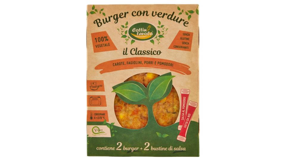 Cottin tavola Burger con verdure il Classico 2 x 120 g + bustine di salsa