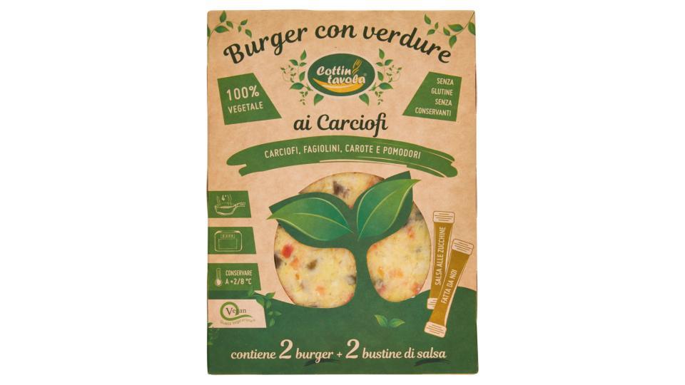 Cottin tavola Burger con verdure ai Carciofi 2 x 120 g + bustine di salsa