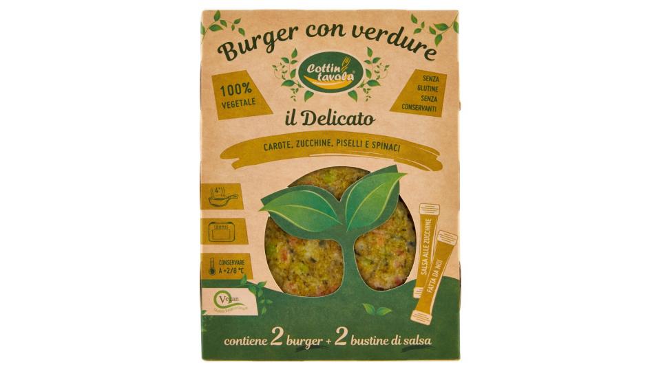 Cottin tavola Burger con verdure il Delicato 2 x 120 g + bustine di salsa