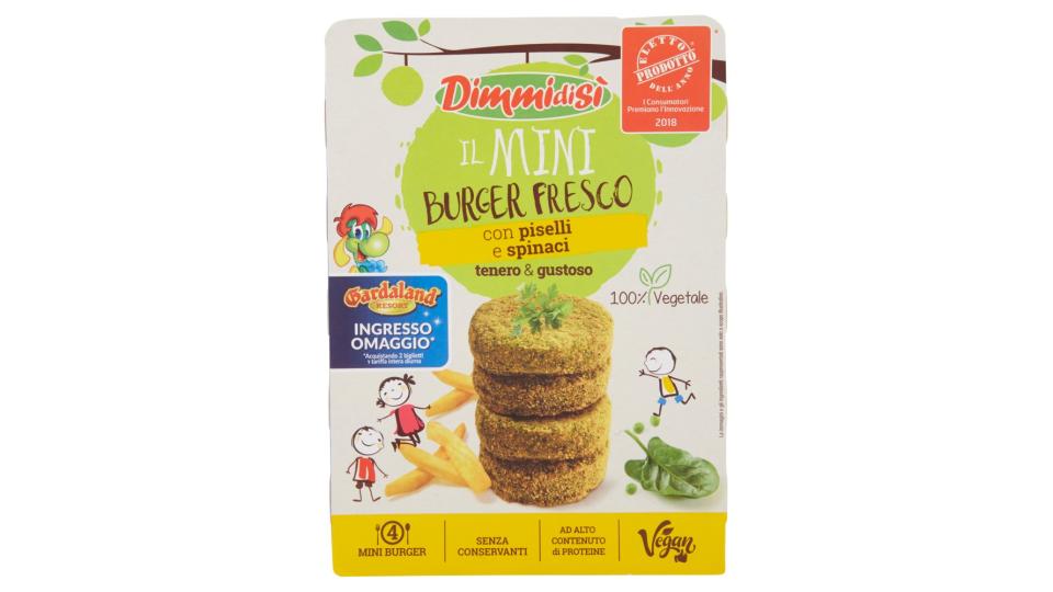 DimmidiSì il Mini Burger Fresco con piselli e spinaci