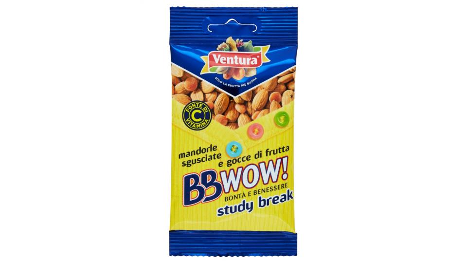 Ventura BBWow! study break mandorle sgusciate e gocce di frutta