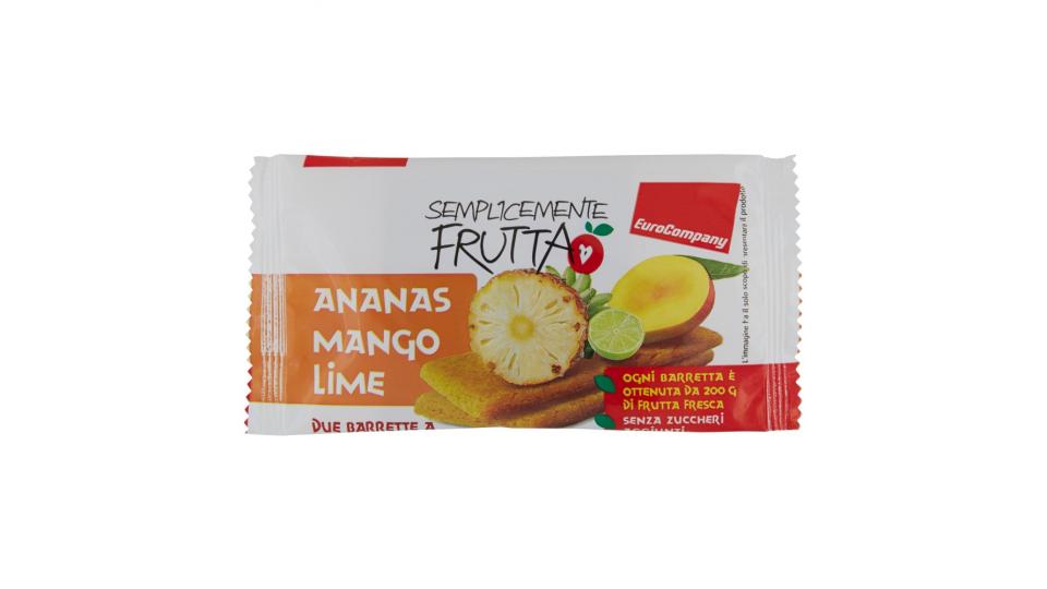 EuroCompany Semplicemente Frutta Ananas Mango Lime due barrette a base di frutta essiccata