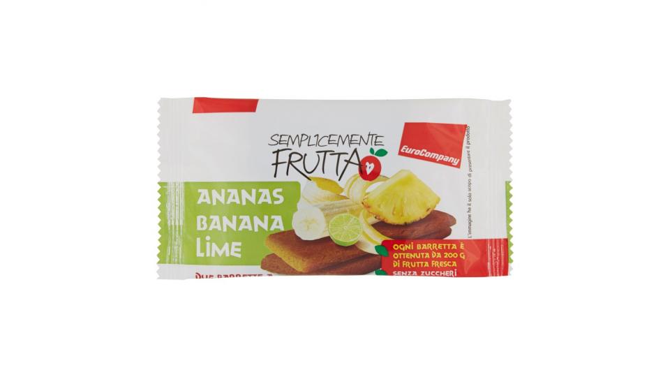 EuroCompany Semplicemente Frutta Ananas Banana Lime due barrette a base di frutta essiccata