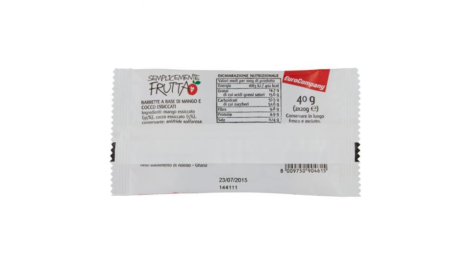 EuroCompany Semplicemente Frutta Mango Cocco due barrette a base di frutta essiccata