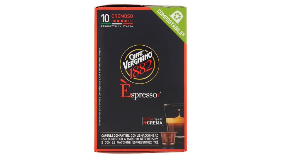 Caffè Vergnano 1882 Èspresso1882 Cremoso 10 Capsule Compatibili Nespresso