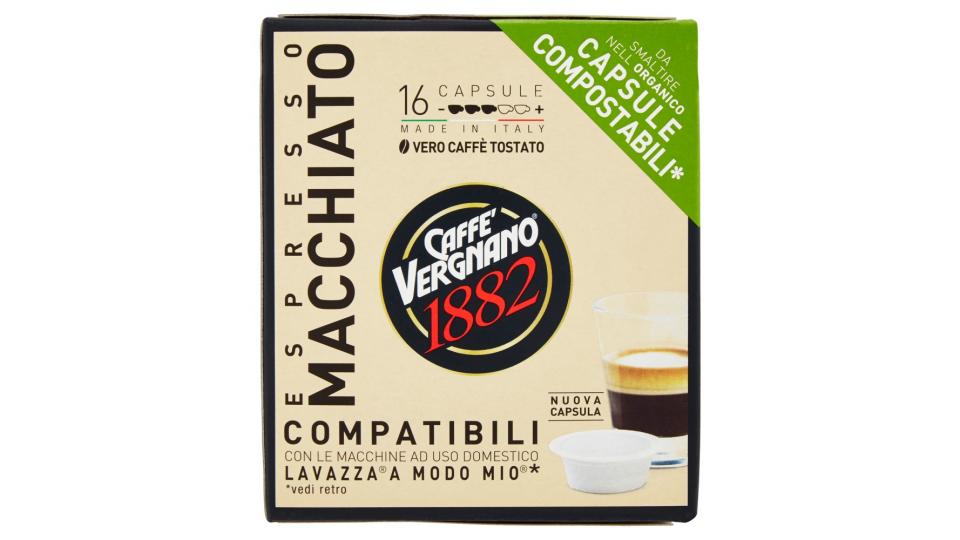 Caffè Vergnano 1882 Espresso Macchiato Capsule Compatibili Lavazza a Modo Mio