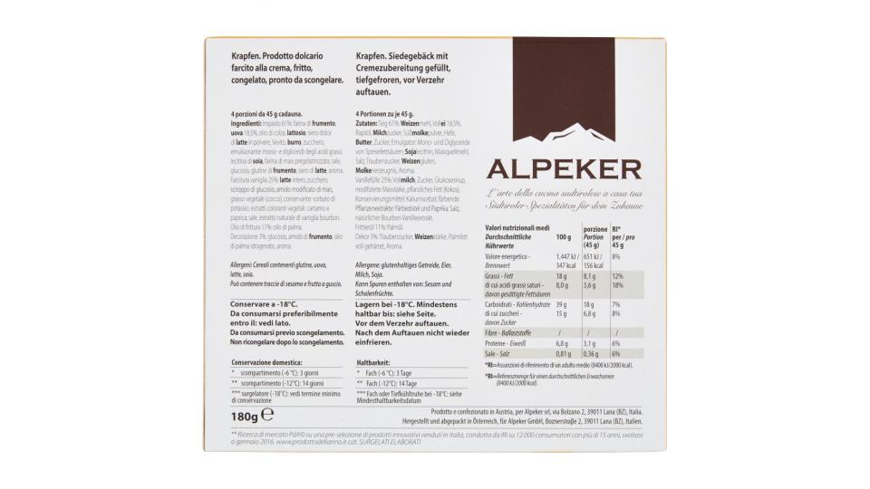 Alpeker 4 Mini-Krapfen Farciti alla Crema Congelati