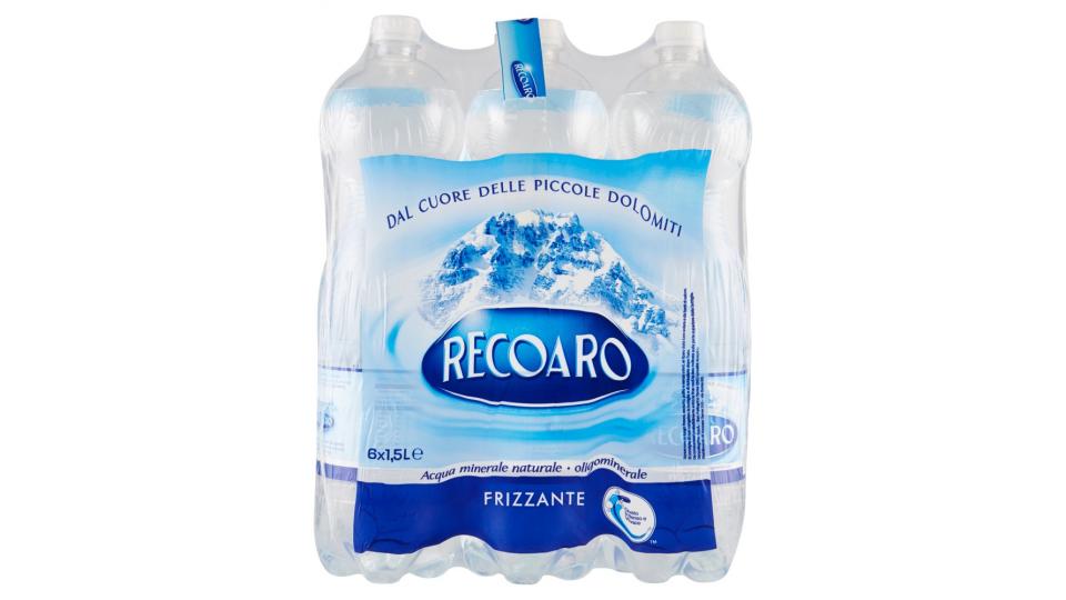 RECOARO, Acqua Minerale Frizzante, Bottiglia Grande 1,5L x