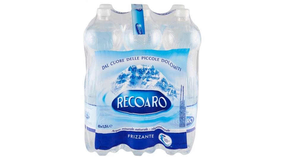 RECOARO, Acqua Minerale Frizzante, Bottiglia Grande 1,5L x