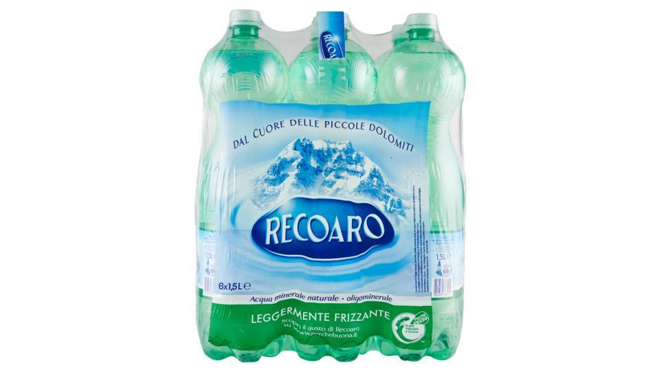 RECOARO, Acqua Minerale Leggermente Frizzante, Bottiglia Grande 1,5L x