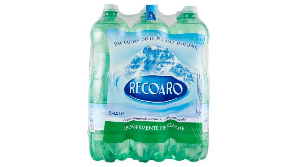 RECOARO, Acqua Minerale Leggermente Frizzante, Bottiglia Grande 1,5L x