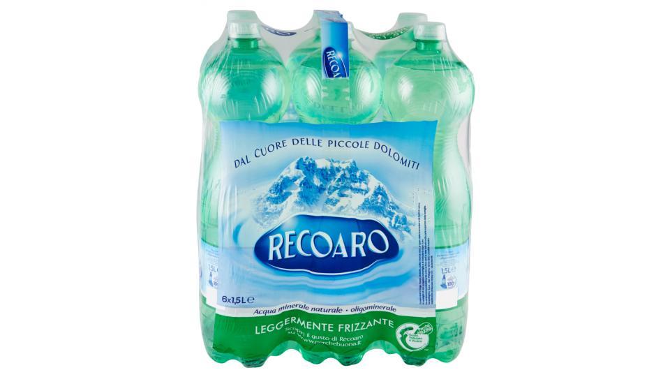 RECOARO, Acqua Minerale Leggermente Frizzante, Bottiglia Grande 1,5L x