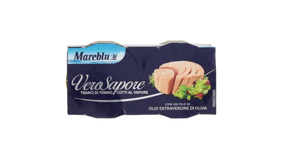 Mareblu VeroSapore Tranci di Tonno Cotti al Vapore con un Filo di Olio Extravergine di Oliva