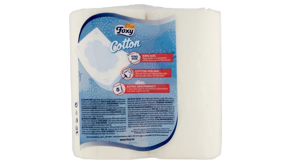 Foxy Cotton carta igienica 5 veli bianca con fibre di cotone