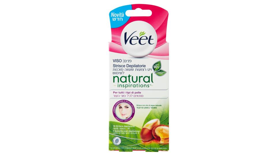 Veet Viso Strisce Depilatorie natural inspirations per tutti i tipi di pelle