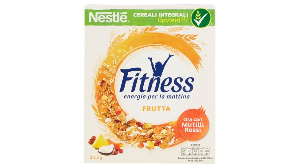 FITNESS FRUTTA CEREALI fiocchi di frumento con mirtilli rossi uvetta ananas papaya cocco e mela