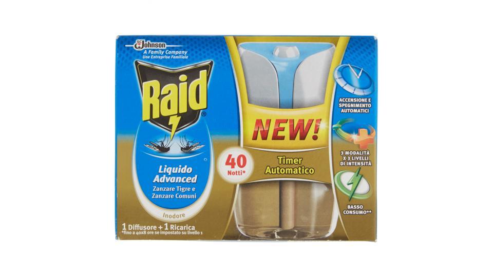 Raid Liquido Advanced Zanzare tigre e zanzare comuni 1 diffusore + 1 ricarica