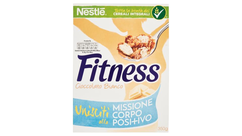 FITNESS CIOCCOLATO BIANCO CEREALI fiocchi di frumento e fiocchi ricoperti di cioccolato bianco