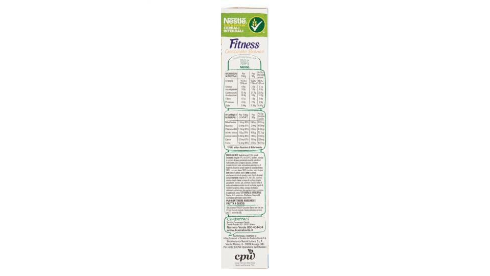 FITNESS CIOCCOLATO BIANCO CEREALI fiocchi di frumento e fiocchi ricoperti di cioccolato bianco