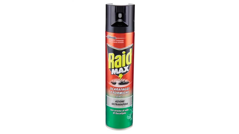 Raid Max Scarafaggi e Formiche 3 in 1 con aroma di olio di Eucalipto