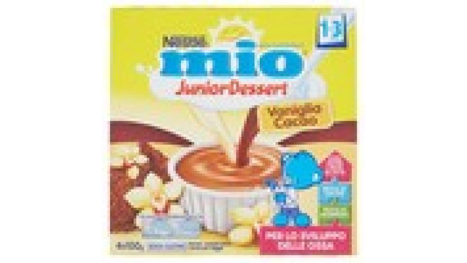 NESTLÉ MIO Junior Dessert Vaniglia e Cacao Merenda da 1 anno 4 vasetti plastica