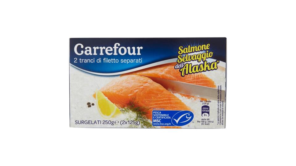 Carrefour Tranci di filetto Salmone Selvaggio dell'Alaska Surgelati