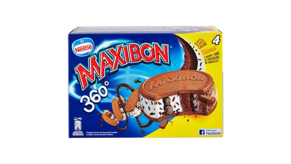MAXIBON MOTTA 360 biscotto tondo con gelato stracciatella cacao e sciroppo al cioccolato