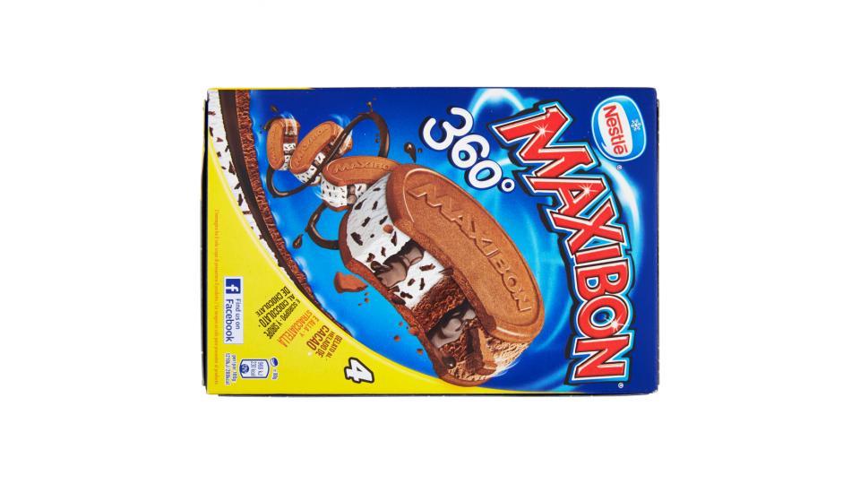 MAXIBON MOTTA 360 biscotto tondo con gelato stracciatella cacao e sciroppo al cioccolato