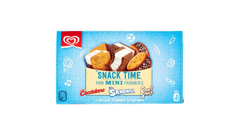 Algida Snack Time Cucciolone - Sandwich - Cooky Snack 6 pezzi mini