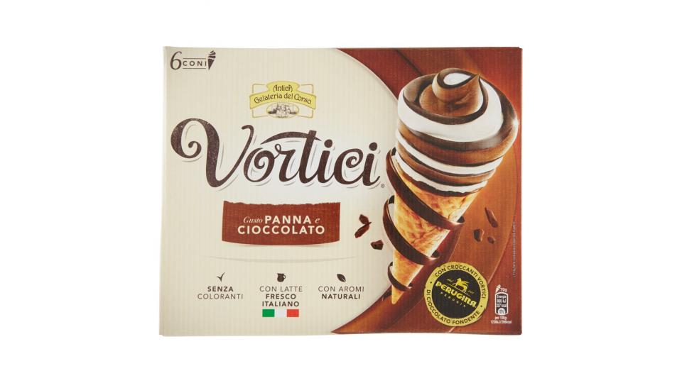 VORTICI cono gelato panna e cioccolato con vortici di cioccolato