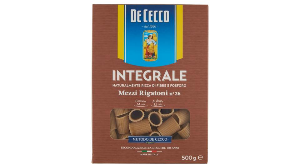 De Cecco Mezzi Rigatoni n° 26 Integrali