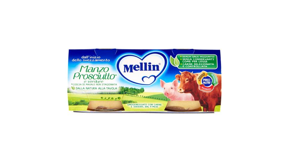 Mellin Manzo Prosciutto* e verdure Omogeneizzato con Carne e Verdure