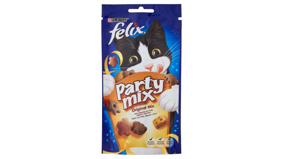 PURINA FELIX Party Mix Snack Gatto Original mix al gusto di pollo, fegato e tacchino busta