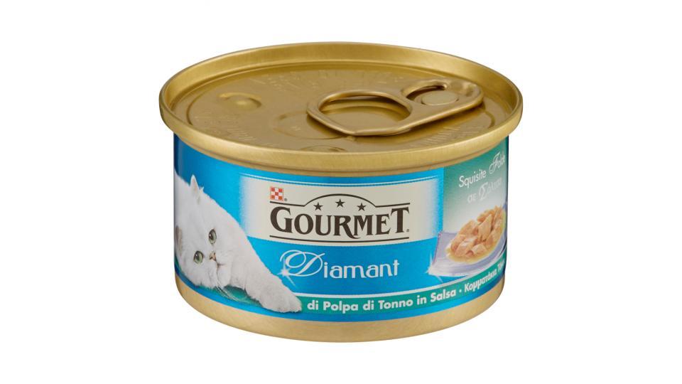 PURINA GOURMET Diamant Gatto Squisite falde di polpa di tonno in salsa lattina