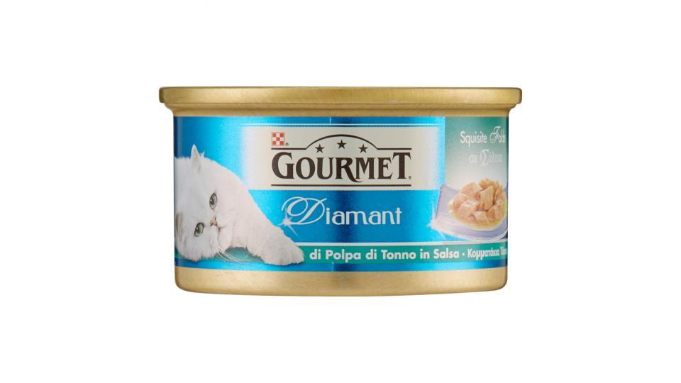 PURINA GOURMET Diamant Gatto Squisite falde di polpa di tonno in salsa lattina