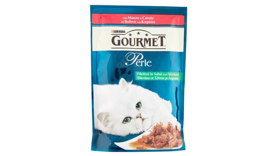 PURINA GOURMET Perle Gatto Filettini in salsa con verdure con manzo e carote busta