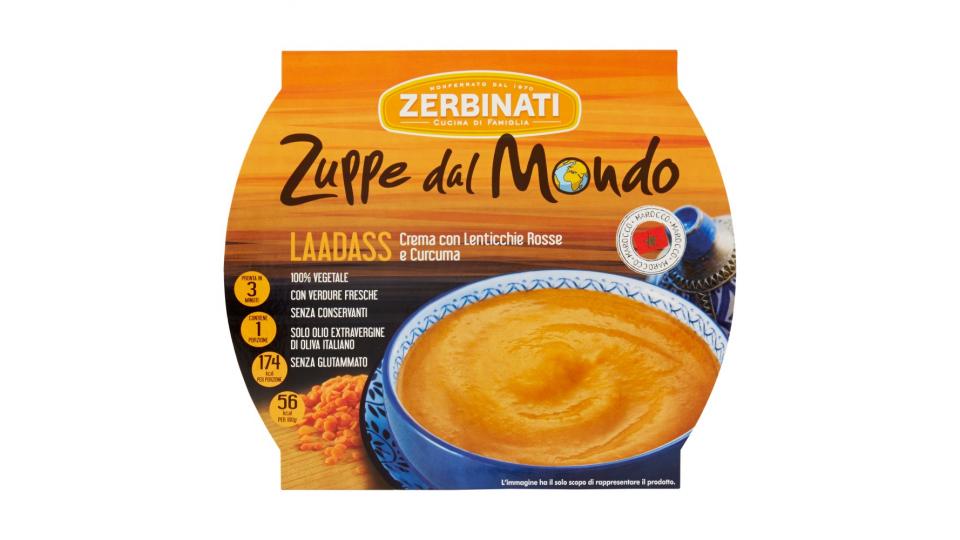 Zerbinati Zuppe dal Mondo Laadass Crema con Lenticchie Rosse e Curcuma