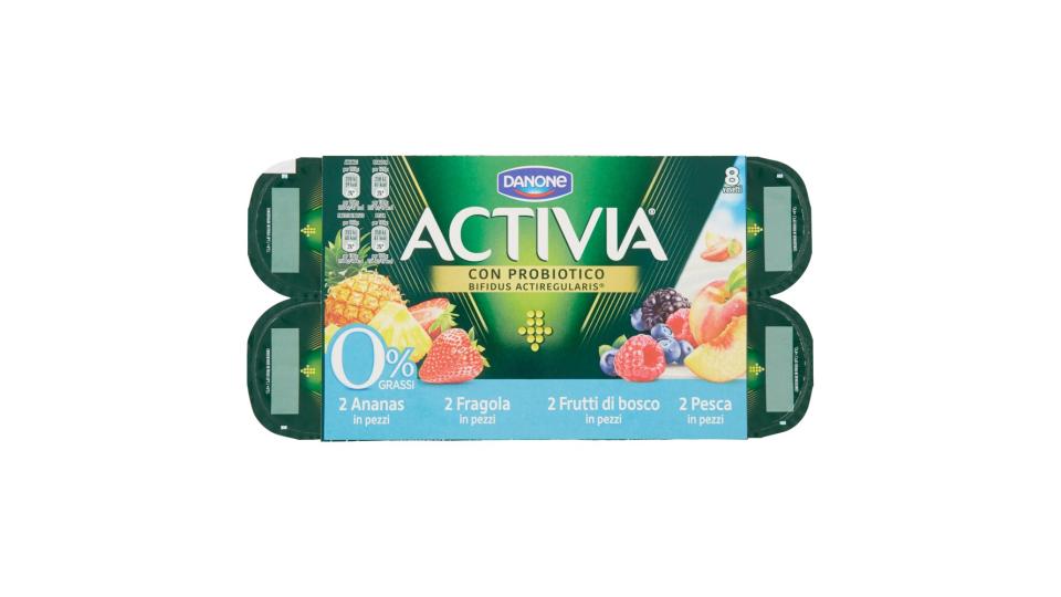 Activia 0% Grassi Frutta in Pezzi 2 Ananas - 2 Frutti di bosco - 2 Fragola - 2 Pesca